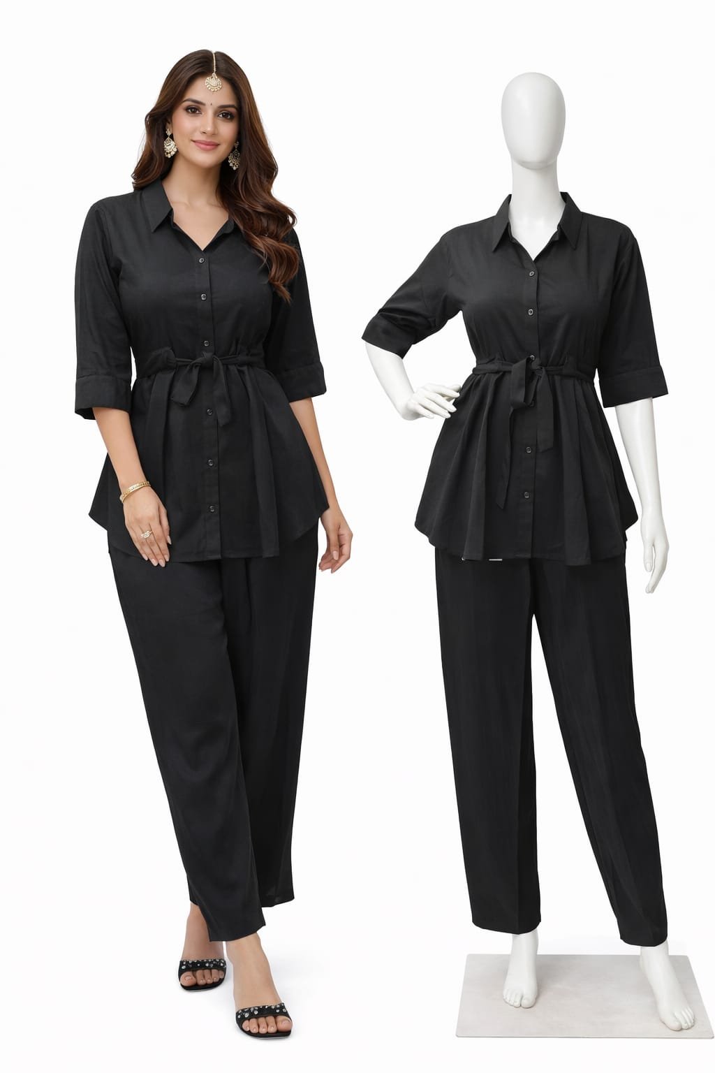 Black belted co-ord set