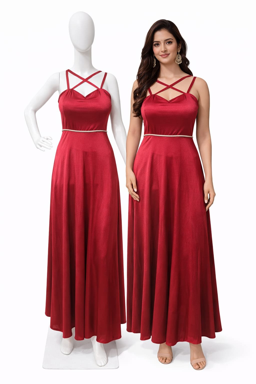 Maroon maxi dress