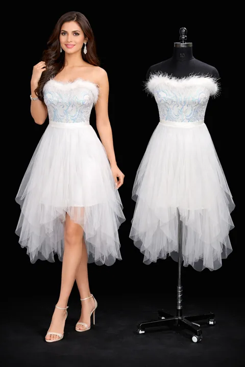 Western Wear — Strapless tiered occasion dress